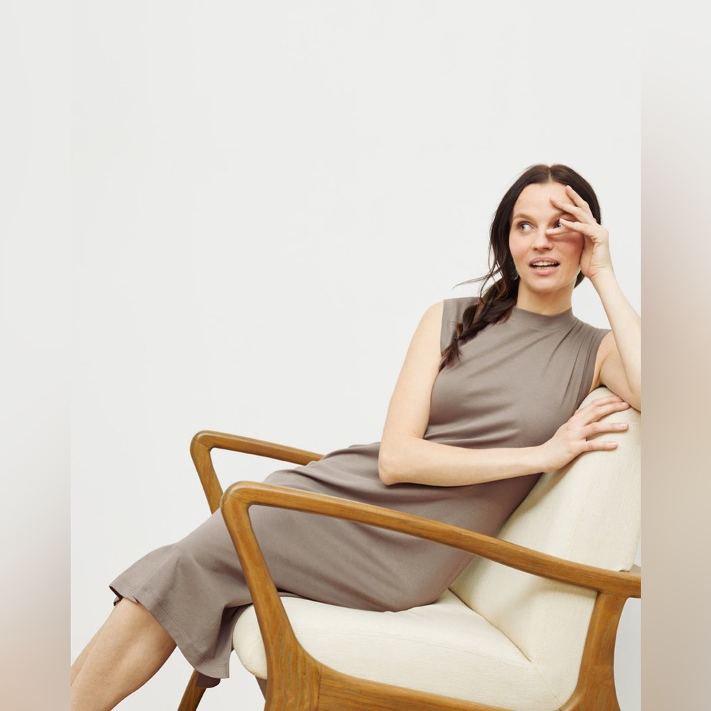 MM Lafleur Pebble Brown Sleeveless Lou Midi Dress XS - Picture 3 of 15